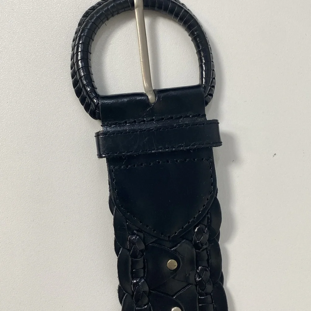 Coldwater Creek Genuine Leather Braided Belt Size Large‎ Black